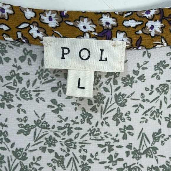 POL Brown Floral Mixed Print High Low Boho Mini Dress Size Large - Picture 5 of 16